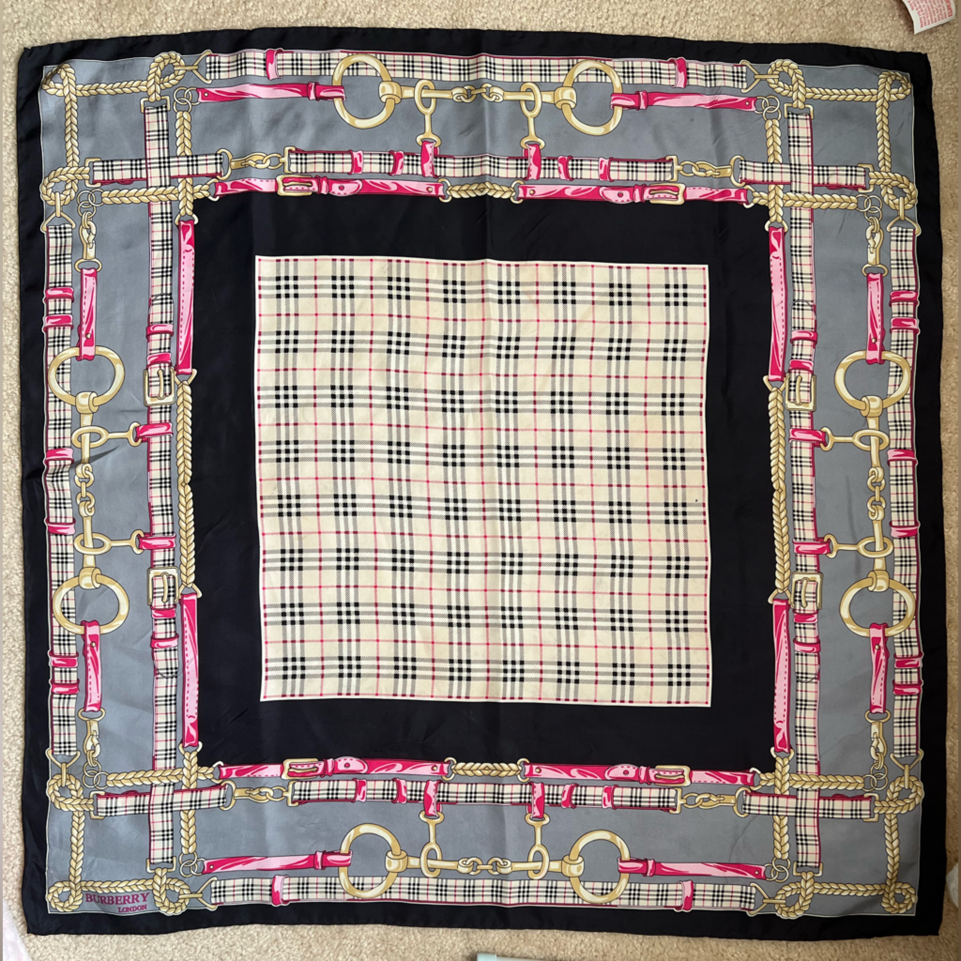 Preowned Burburry Hand Rolled Edge Silk Scarf